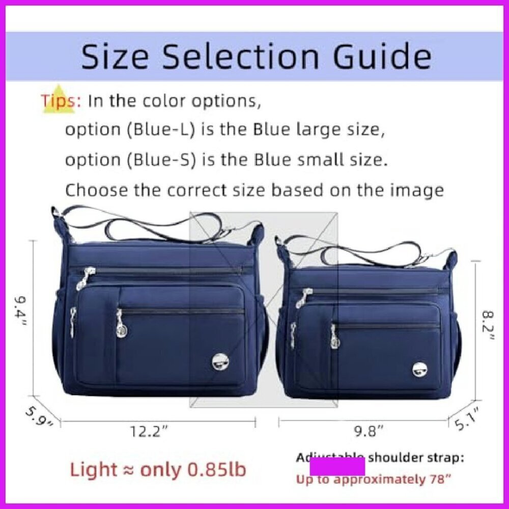 Nylon Crossbody Purse Roomy Multiple Pockets Tote Shoulder Bag Minimal Chic - Picture 2 of 6